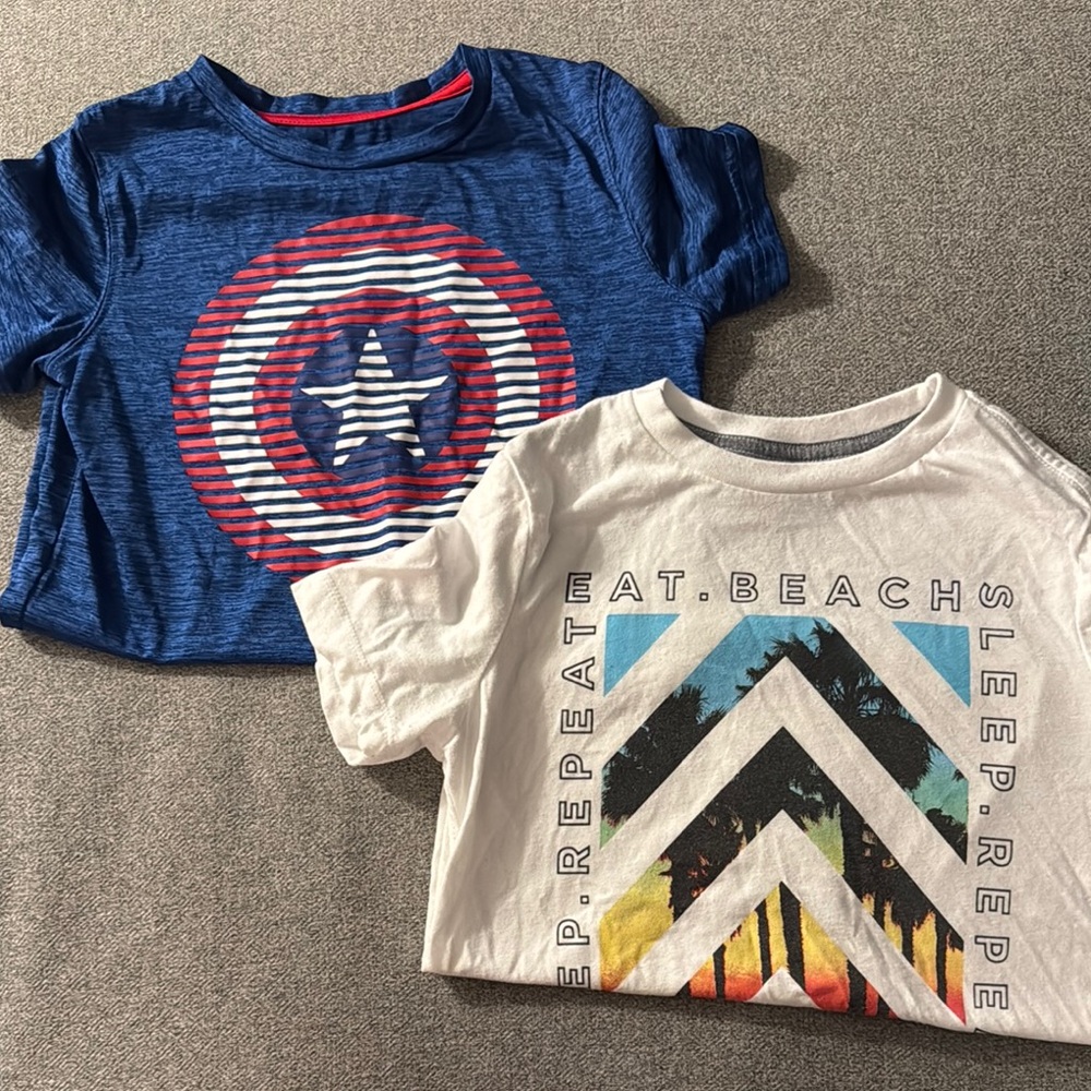 5/$15- Blue and White Kids Graphic T-Shirts